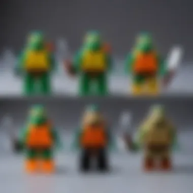 Evolution timeline of Lego Teenage Mutant Ninja Turtles figures throughout the years