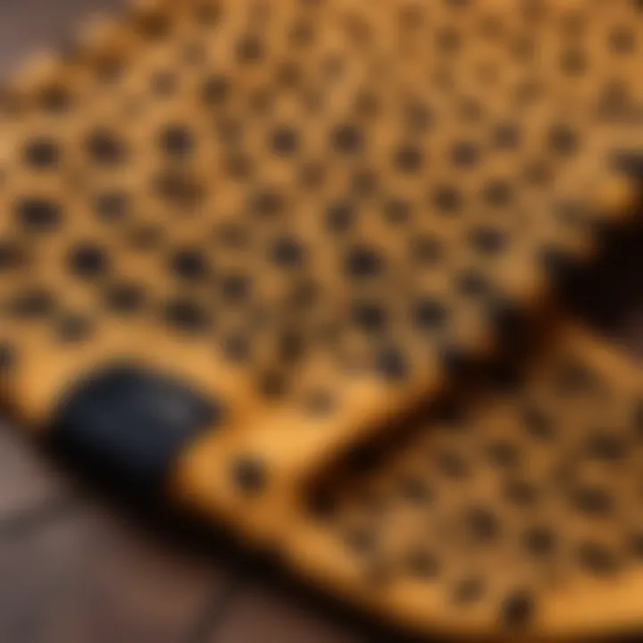 Close-up of textured fabric of leopard socks showcasing design details