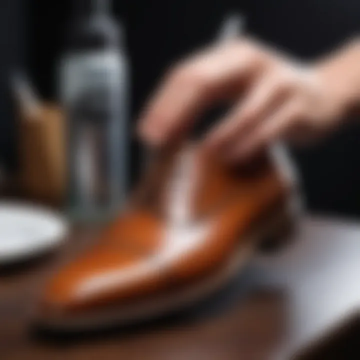 Application of liquid leather on a shoe surface