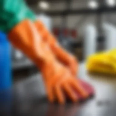 Long rubber gloves used in diverse industries