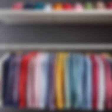 A colorful array of children's long sleeve shirts hanging on a rack