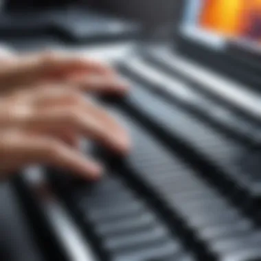 A person maintaining a wired keyboard for optimal performance.