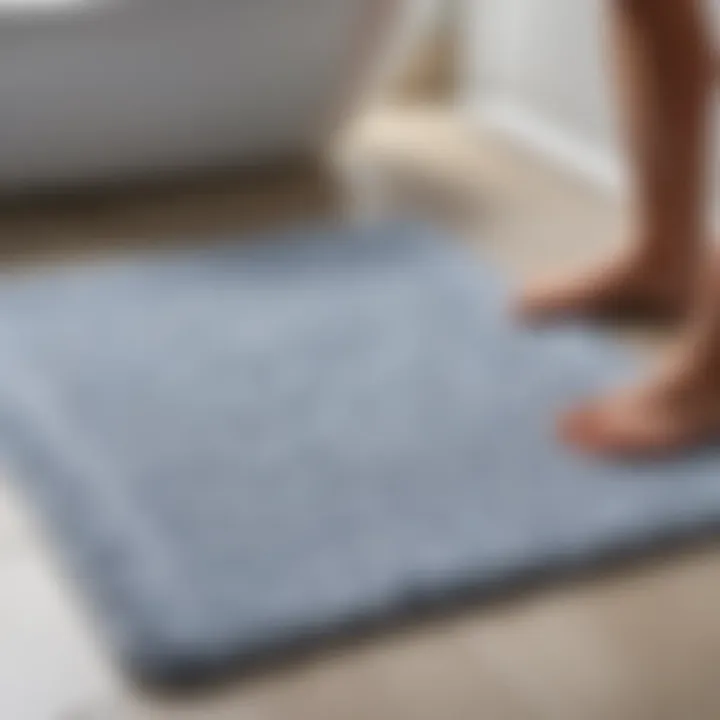 Demonstration of proper maintenance for bath mats