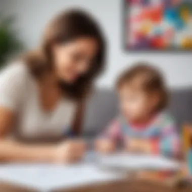 A mother and child engaging in creative coloring together, highlighting the emotional bond.