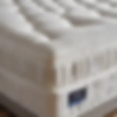 Close-up view of different mattress types for double beds.