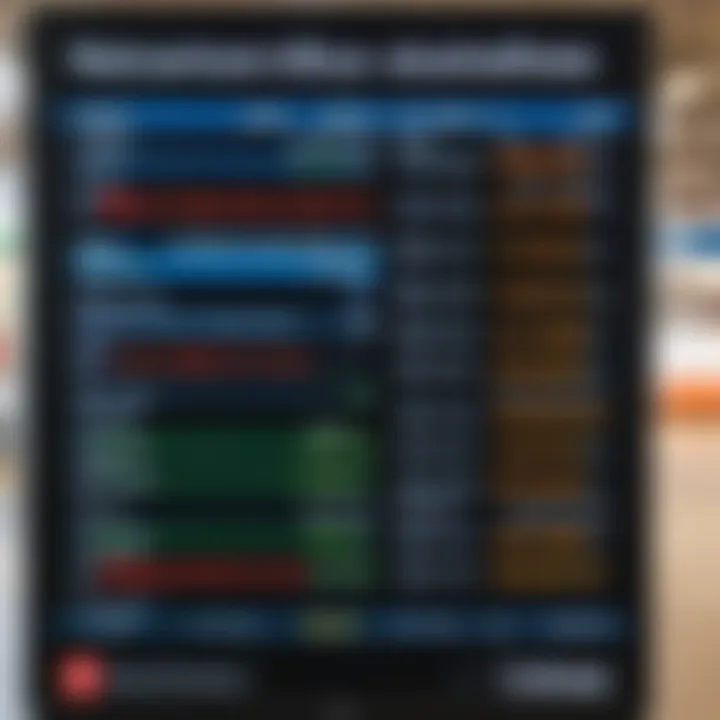 Departure board highlighting bus schedules