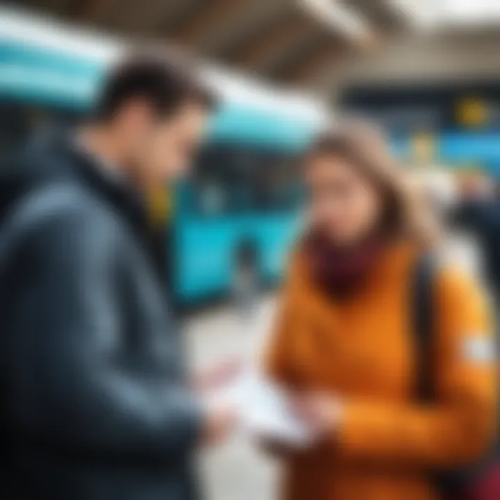 Traveler checking schedule at Maykop bus station