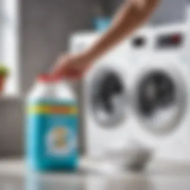 Person measuring washing powder for laundry