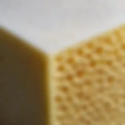 Close-up view of a melamine sponge showcasing its texture and cleaning capability.