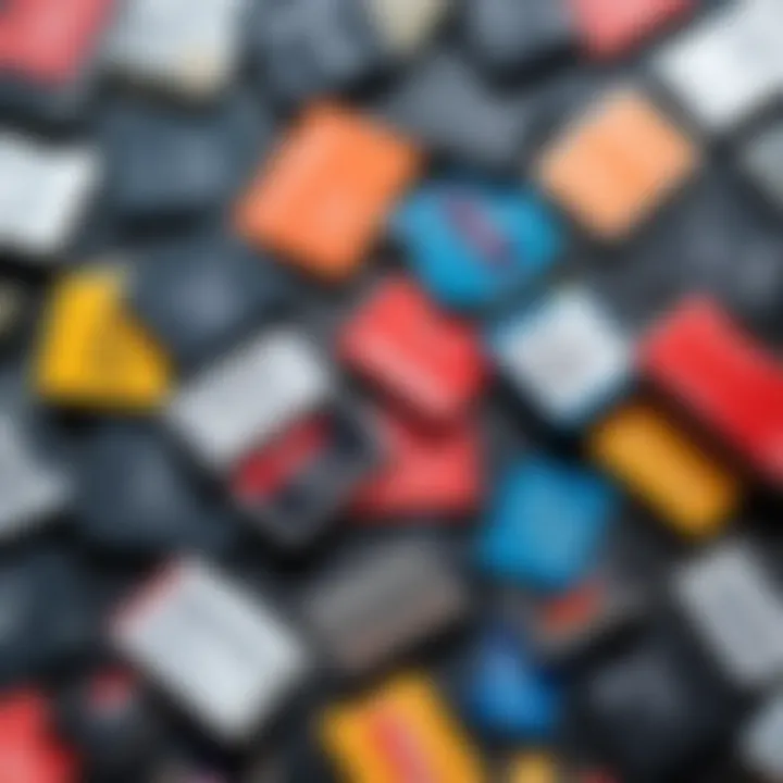 Different types of memory cards displayed together