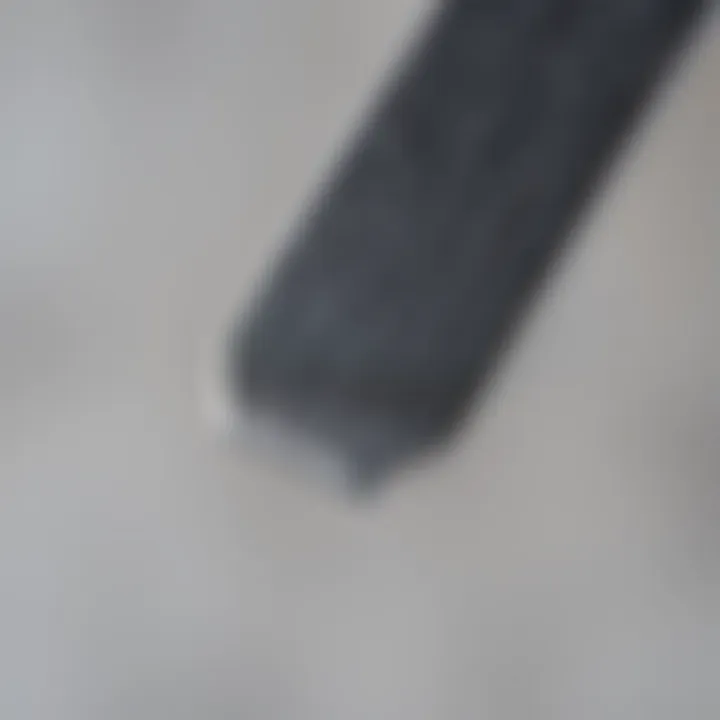 Close-up of a metal nail file showcasing its texture and design