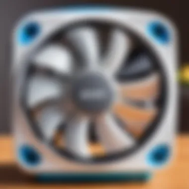 Close-up of a mini cooler fan showing its features