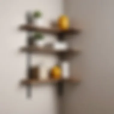 Minimalist corner shelf with decorative accents