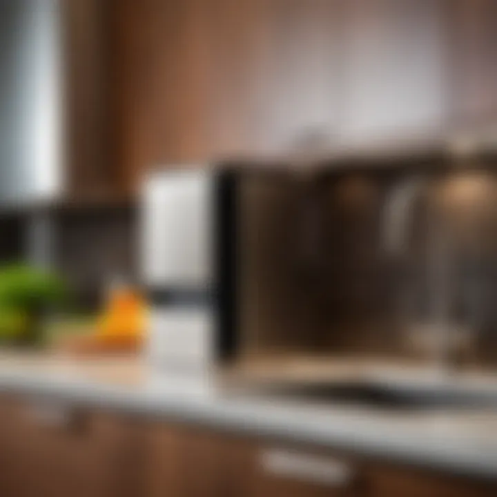 Modern stainless steel paper towel dispenser in a sleek kitchen