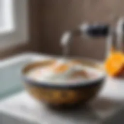 Luxurious bath foam in a decorative bowl