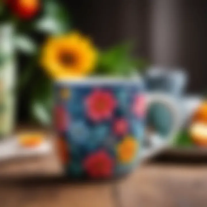 A vibrant ceramic mug designed for girls with floral patterns