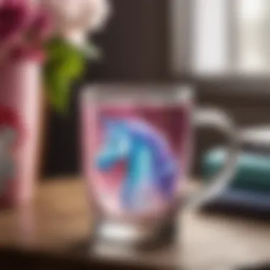 Stylish glass mug showcasing a whimsical unicorn design