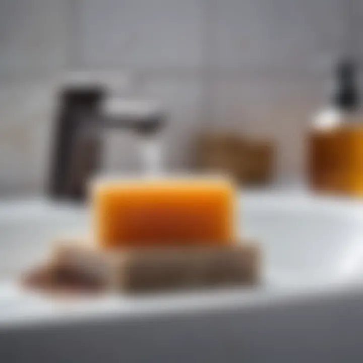 A serene bathroom setting highlighting natural soap usage