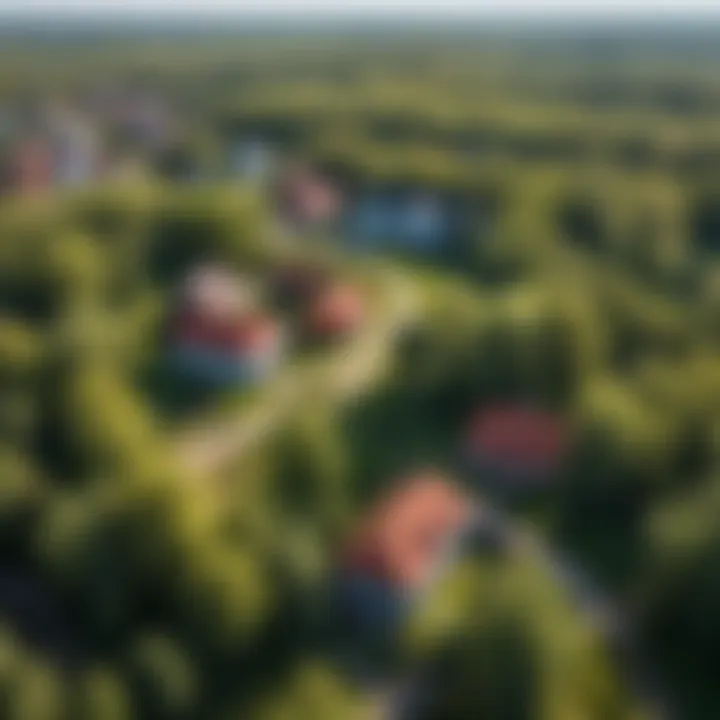 Aerial view of Nesterovskaya village showcasing its unique landscape.