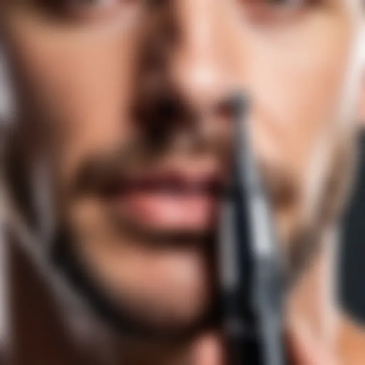 Close-up of a nose hair trimmer showcasing its sleek design