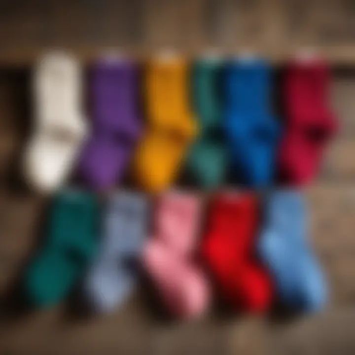 A selection of angora socks in various colors and patterns