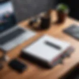 Elegant notebook and folder on a desk