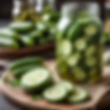 Nutritional benefits of pickled cucumbers highlighted on a table