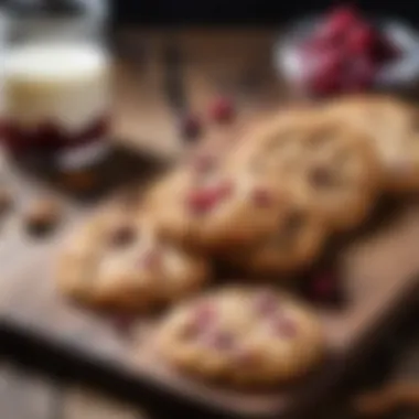 Oatmeal cranberry cookies on a rustic wooden table