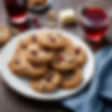 A plate of oatmeal cranberry cookies paired with tea