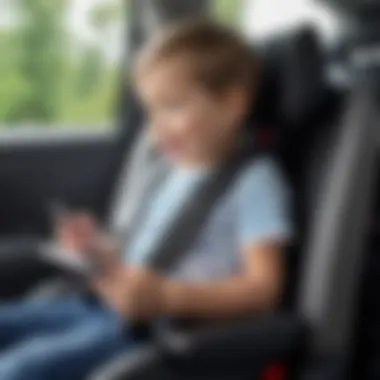 Child interacting with a phone holder