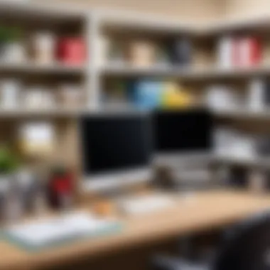 Well-Organized Office Environment An organized office space featuring categorized supplies