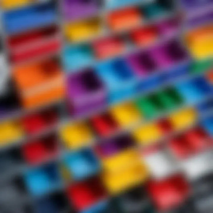 Colorful array of compartmentalized storage boxes in various sizes