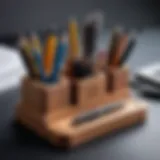 A beautifully crafted pen and pencil organizer showcasing unique design elements