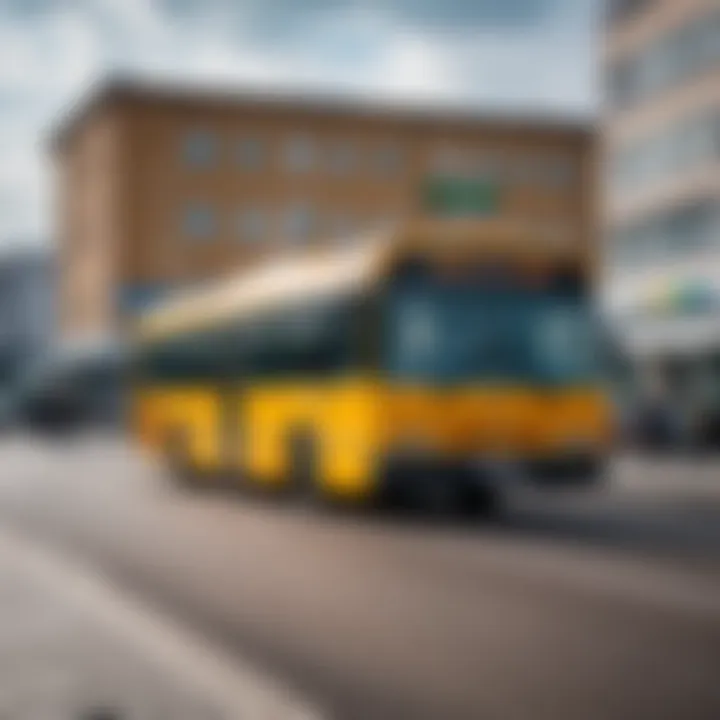 A bus departing from the Otradny bus station