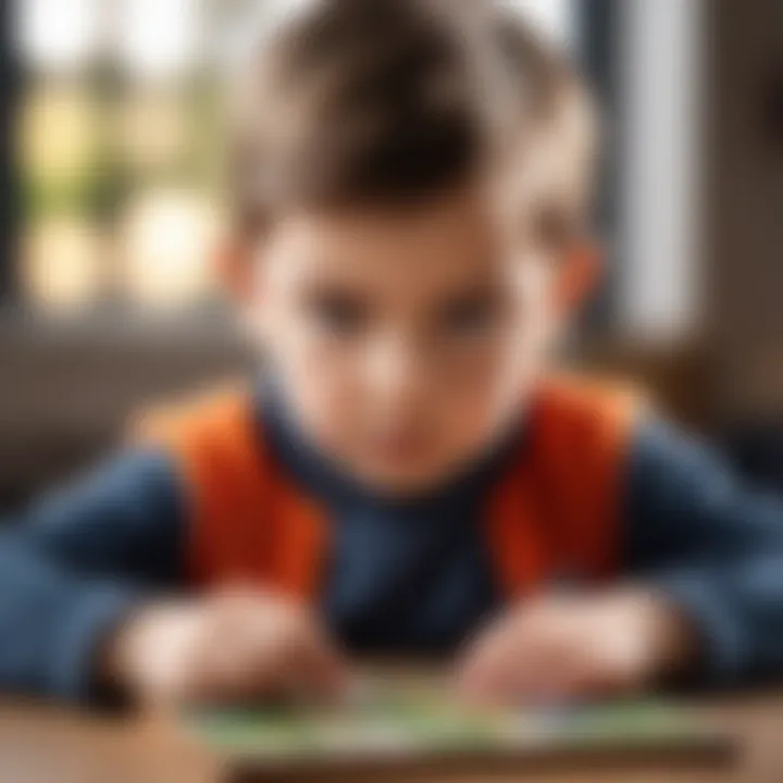 A child engaged in solving a puzzle with focus