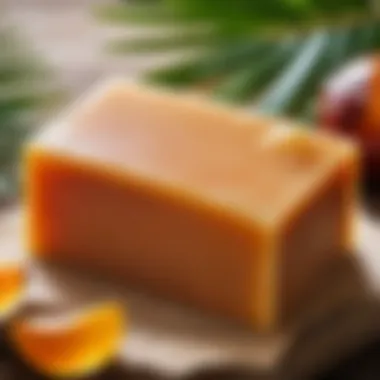 Natural palm oil soap bar showcasing its texture and color