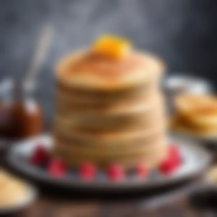 A beautifully crafted pancake stick alongside a stack of pancakes