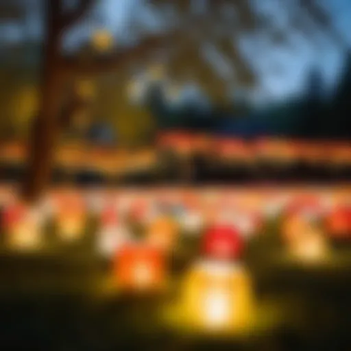 Artistic display of paper lanterns in a serene setting