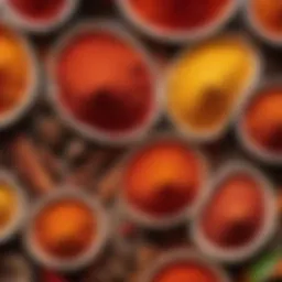 A close-up view of vibrant paprika spices in various shades.