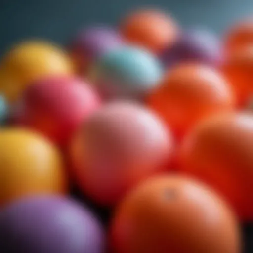 A close-up view of ping pong balls showcasing their texture and design.