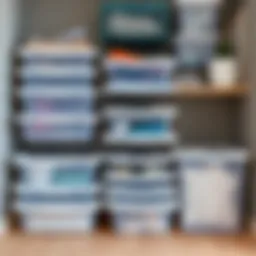 Organized storage solution showcasing plastic trays