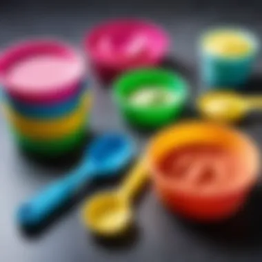 Close-up of Play Doh tools and accessories.