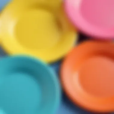 A variety of colorful polypropylene plates arranged aesthetically