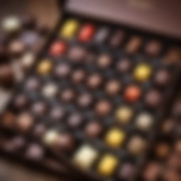 Selection of popular chocolate varieties in a candy box