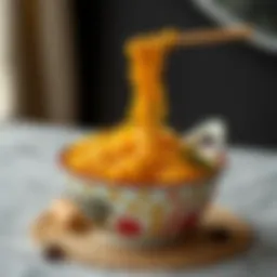Luxurious instant noodles in a bowl