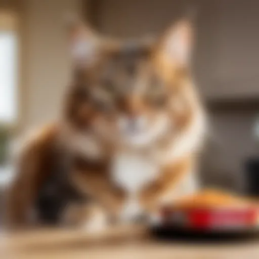 Healthy cat enjoying Purina food