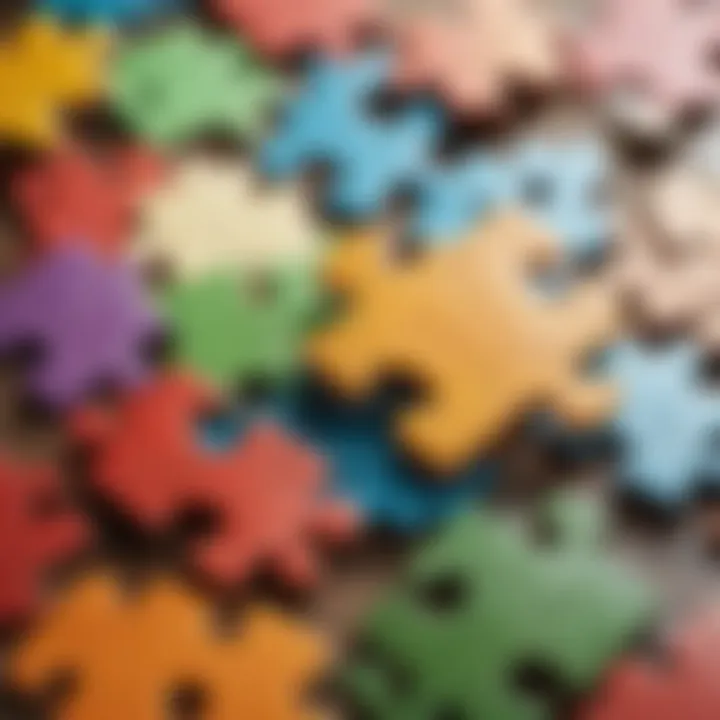 Close-up of high-quality puzzle pieces made from eco-friendly materials