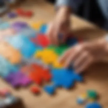 A person enjoying the process of assembling a vibrant puzzle