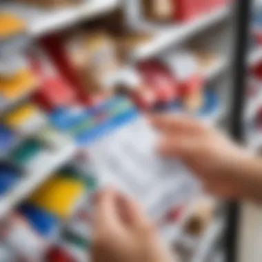 Customer checking price tags for savings