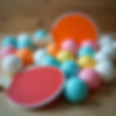 An eco-friendly display of recycling ping pong balls into new products.